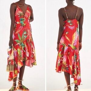 Farm Rio Red Macaw Wrap Dress